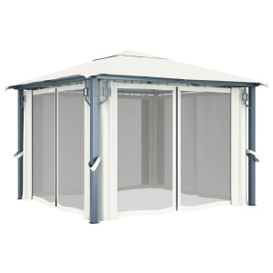 Pavilion cu perdele, crem, 300 x 300 cm, aluminiu - Img 3