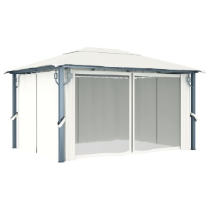 Pavilion cu perdele, crem, 400 x 300 cm, aluminiu - Img 3