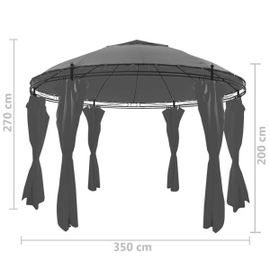 Pavilion de gradina cu perdele, antracit, 3,5 x 2,7 m, rotund - Img 6