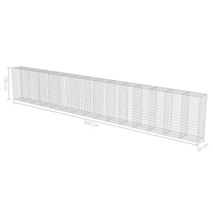 Perete gabion cu capace, 900 x 50 x 150 cm, oțel galvanizat - Img 5