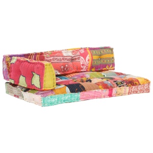 Pernă pentru canapea din paleți, multicolor, textil, petice - Img 5