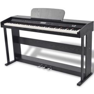 Pian digital cu 88 de clape, cu pedale, placă melamină, negru