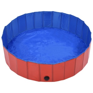 Piscină pentru câini pliabilă, roșu, 120 x 30 cm, PVC - Img 4