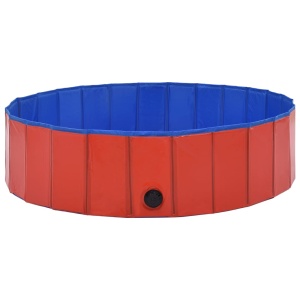 Piscină pentru câini pliabilă, roșu, 120 x 30 cm, PVC - Img 8
