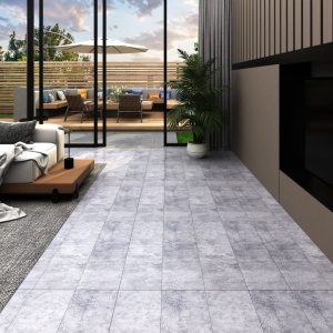 Plăci pardoseală autoadezive, gri ciment, 4,46 m², PVC, 3 mm