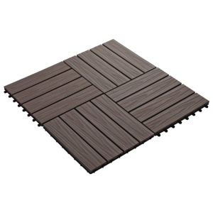 Plăci podea in relief, WPC, 11 buc, 30x30 cm, 1 mp, maro inchis - Img 2