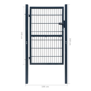 Poartă 2D pentru gard (simplă) 106 x 190 cm, gri antracit - Img 6