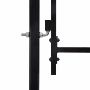 Poartă de gard, o ușă, cu vârf suliță, negru, 1 x 1,2 m, oțel - Img 3