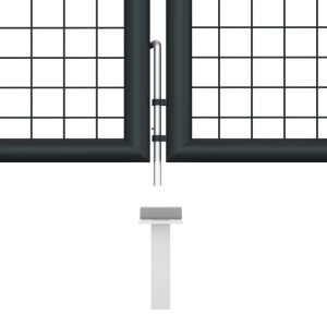 Poartă de grădină din plasă, gri, 400 x 125 cm, oțel galvanizat - Img 6