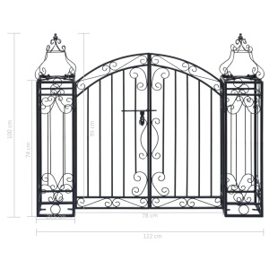 Poartă de grădină ornamentală, 122 x 20,5 x 100 cm, fier forjat - Img 5