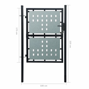 Poartă neagră pentru gard 100 x 225 cm - Img 5