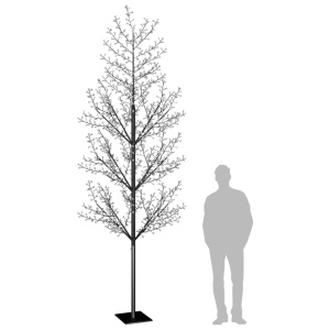 Pom Crăciun, 1200 LED-uri lumină albastră flori de cireș 400 cm - Img 3