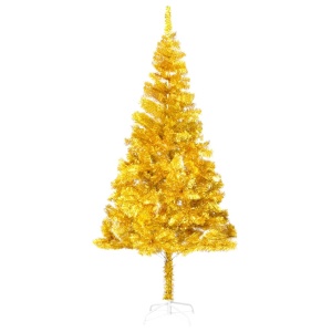 Pom de Crăciun artificial cu suport, auriu, 210 cm, PET