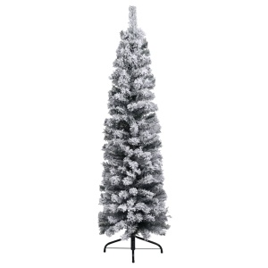 Pom de Crăciun artificial subțire cu zăpadă, verde 150 cm, PVC - Img 2
