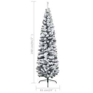Pom de Crăciun artificial subțire cu zăpadă verde 240 cm PVC - Img 5