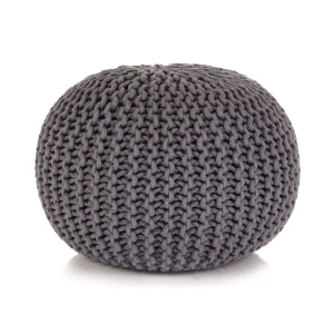 Puf tricotat manual, bumbac, 50 x 35 cm, gri