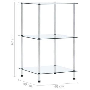 Raft cu 3 niveluri, transparent, 40x40x67 cm, sticlă securizată - Img 5