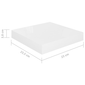Raft de perete suspendat, alb extralucios, 23x23,5x3,8 cm, MDF - Img 9