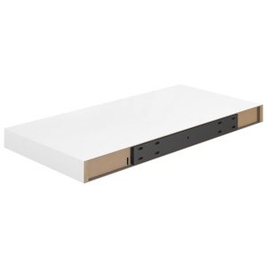 Raft de perete suspendat, alb extralucios, 50x23x3,8 cm, MDF - Img 5