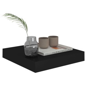 Raft de perete suspendat, negru, 23x23,5x3,8 cm, MDF - Img 3