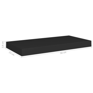 Raft de perete suspendat, negru, 50x23x3,8 cm, MDF - Img 9