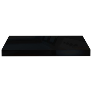 Raft de perete suspendat, negru extralucios, 50x23x3,8 cm, MDF - Img 4