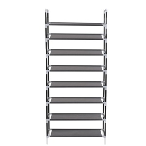 Raft incălțăminte 8 rafturi, Metal și textil nețesut, Negru - Img 3