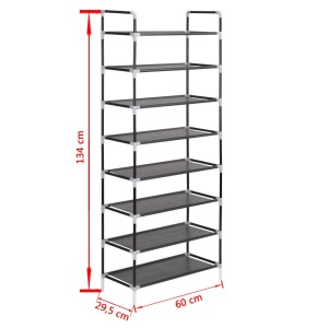 Raft incălțăminte 8 rafturi, Metal și textil nețesut, Negru - Img 6