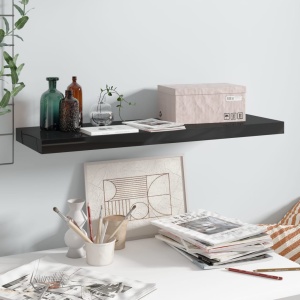 Raft perete suspendat, negru extralucios, 80x23,5x3,8 cm, MDF