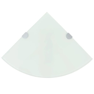 Rafturi de colț cu suporturi de crom 2 buc. alb 25x25 cm sticlă