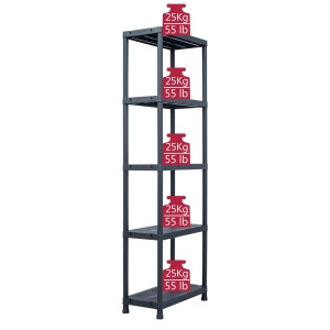 Rafturi de depozitare 2 buc. negru 60x30x180 cm plastic 125 kg - Img 7