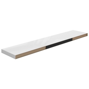 Rafturi de perete, 2 buc., alb extralucios, 120x23,5x3,8 cm MDF - Img 6
