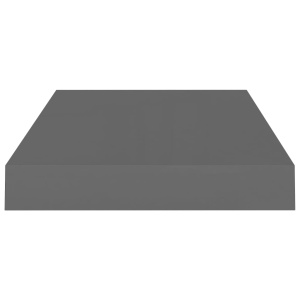 Rafturi de perete, 2 buc., gri extralucios, 40x23x3,8 cm, MDF - Img 5