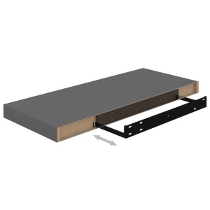 Rafturi de perete, 2 buc., gri extralucios, 60x23,5x3,8 cm, MDF - Img 7