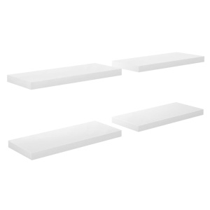 Rafturi de perete, 4 buc., alb extralucios, 60x23,5x3,8 cm, MDF - Img 2