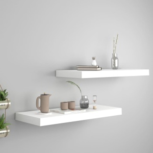 Rafturi de perete suspendate, 2 buc., alb, 60x23,5x3,8 cm, MDF