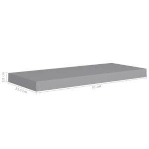 Rafturi de perete suspendate, 2 buc., gri, 60x23,5x3,8 cm, MDF - Img 9