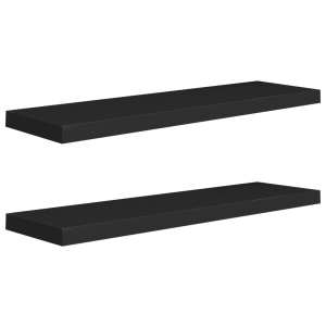 Rafturi de perete suspendate 2 buc., negru, 90x23,5x3,8 cm, MDF - Img 2