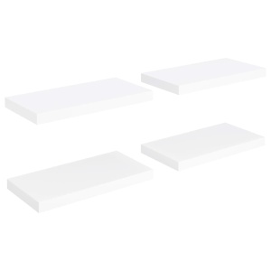 Rafturi de perete suspendate, 4 buc., alb, 50x23x3,8 cm, MDF - Img 2