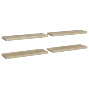 Rafturi de perete suspendate 4 buc., stejar, 80x23,5x3,8 cm MDF - Img 2