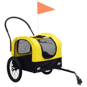 Remorcă bicicletă &amp; cărucior 2-in-1 animale, galben și negru - Img 2