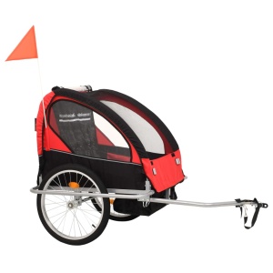 Remorcă bicicletă &amp; cărucior copii 2-in-1, negru și roșu - Img 2