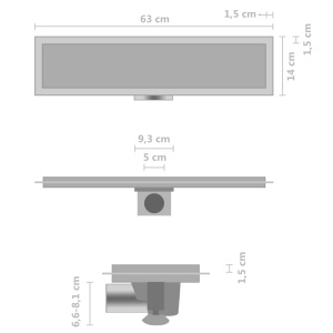 Rigolă de duș cu capac 2-in-1, 63 x 14 cm, oțel inoxidabil - Img 7