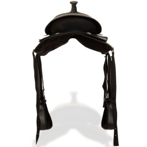 Șa Western, căpăstru &amp; pieptar, piele naturală, 15", negru - Img 5