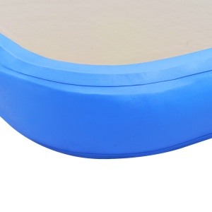 Saltea gimnastică gonflabilă cu pompă albastru 400x100x10cm PVC - Img 10