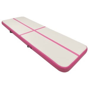 Saltea gimnastică gonflabilă cu pompă roz 500x100x15 cm PVC - Img 3