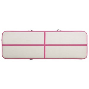Saltea gimnastică gonflabilă cu pompă roz 500x100x15 cm PVC - Img 8