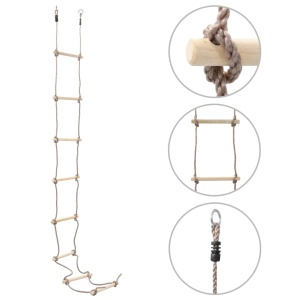 Scară din frânghie pentru copii, 290 cm, lemn