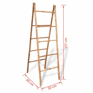 Scară dublă pentru prosoape cu 5 trepte din bambus 50 x 160 cm - Img 5
