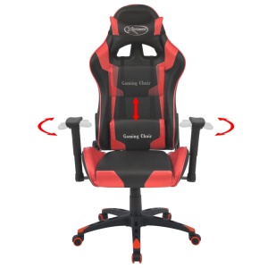 Scaun birou rabatabil, design racing, piele artificială, roșu - Img 2